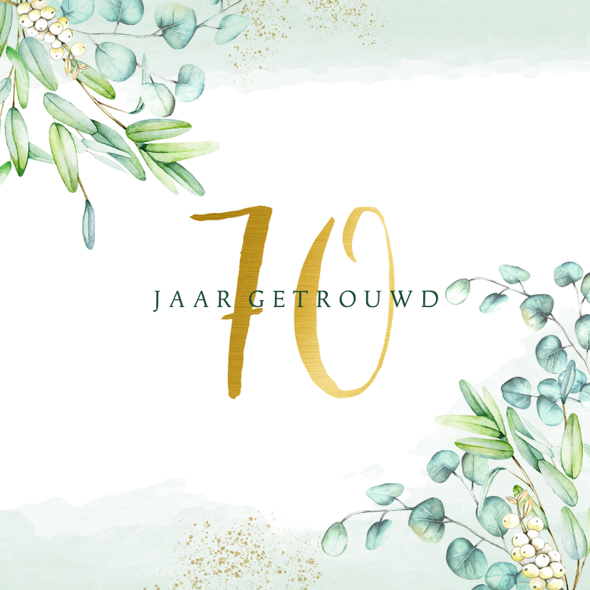 Jubileumkaarten - Jubileum eucalyptus goud