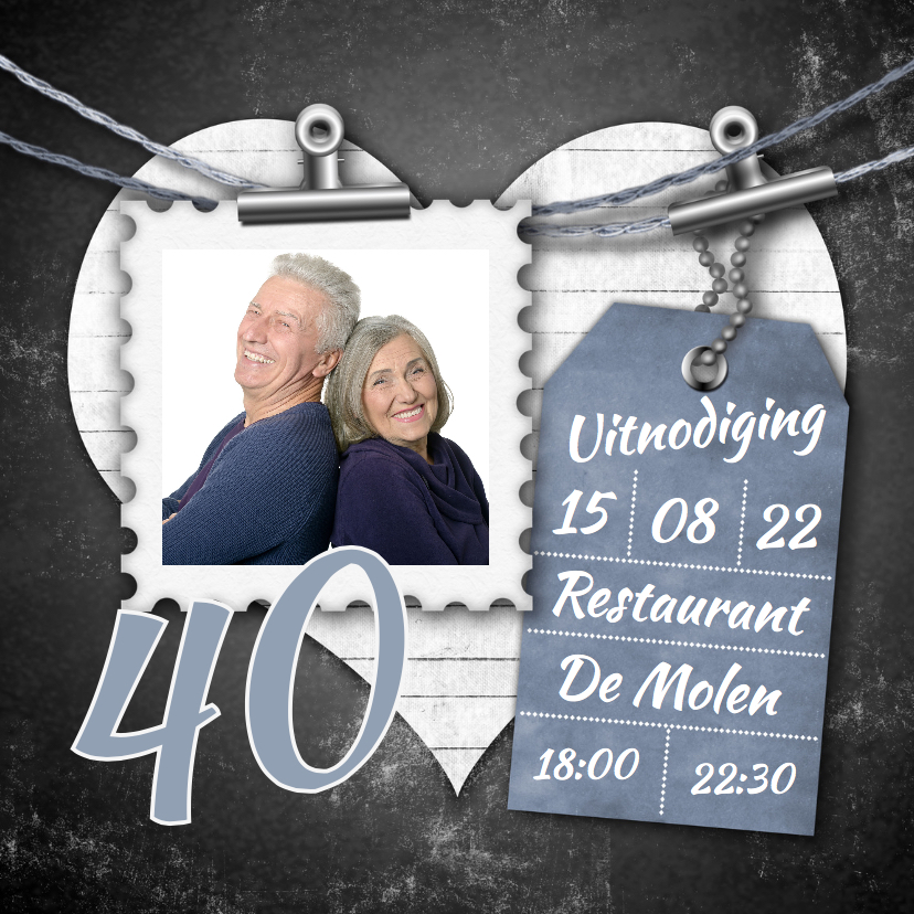 Jubileum feest foto en hart a - Jubileumkaarten Jubileumkaarten - Jubileum feest foto en hart a