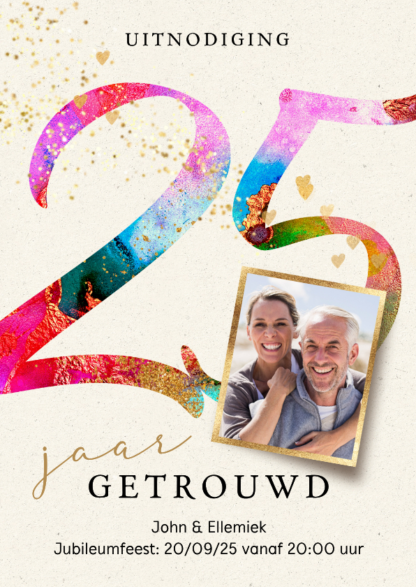 Jubileum feest uitnodiging 25 jaar getrouwd verf - Jubileumkaarten Jubileumkaarten - Jubileum feest uitnodiging 25 jaar getrouwd verf