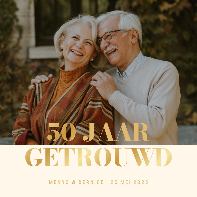 Jubileum fotokaart uitnodiging met goudfolie - Jubileumkaarten Jubileumkaarten - Jubileum fotokaart uitnodiging met goudfolie