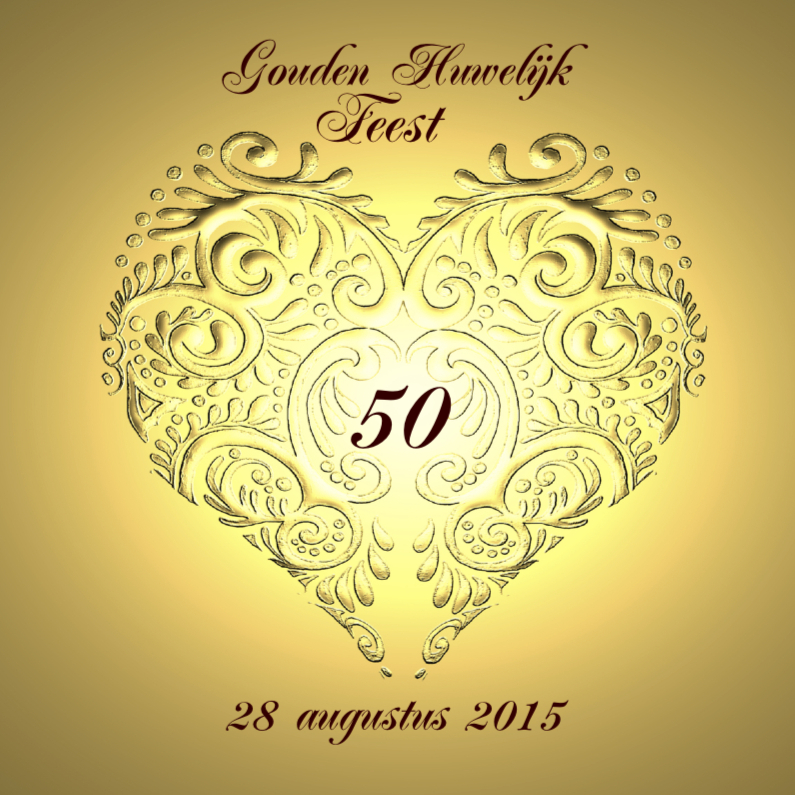 jubileum goud en hart - Jubileumkaarten Jubileumkaarten - jubileum goud en hart