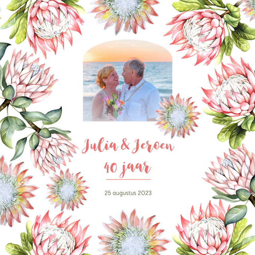 Jubileum protea tropisch - Jubileumkaarten Jubileumkaarten - Jubileum protea tropisch