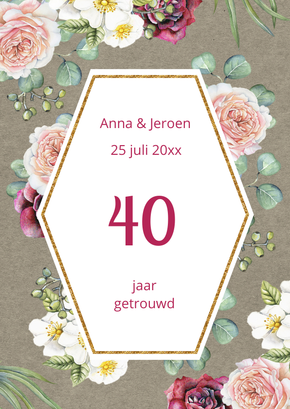 Jubileumkaarten - Jubileum rozen op craft