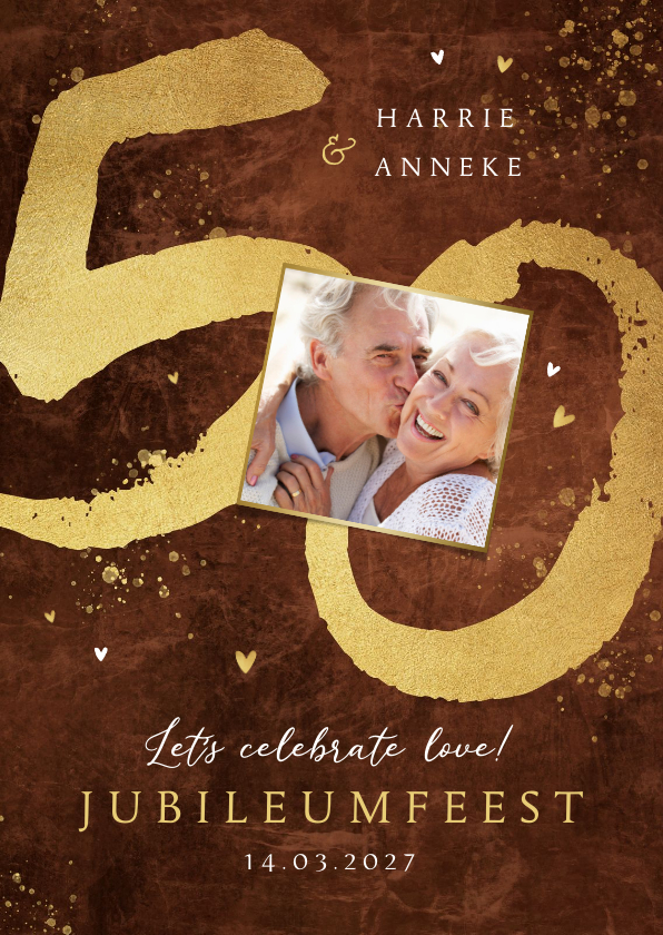 Jubileumkaarten - Jubileum uitnodiging 50 jaar getrouwd goud koper
