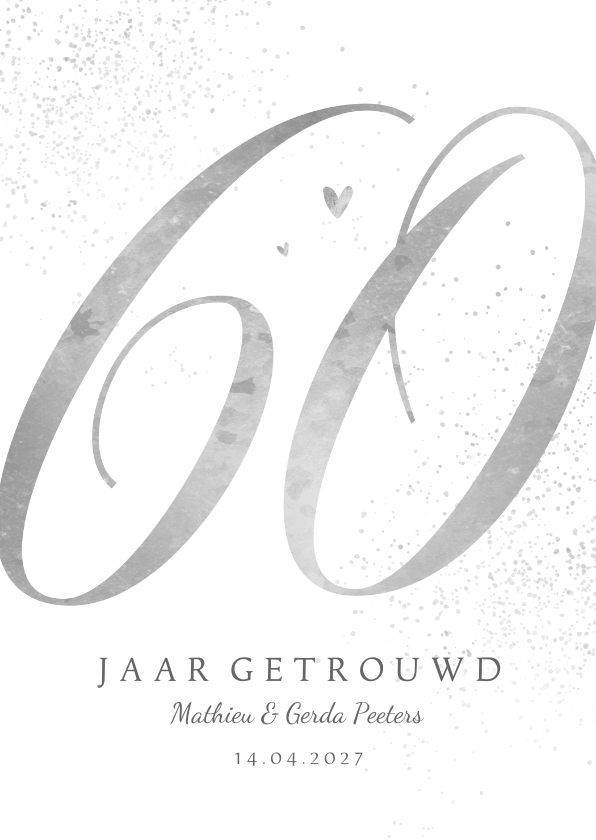 Jubileum uitnodiging 60 jaar klassiek diamant hartjes - Jubileumkaarten Jubileumkaarten - Jubileum uitnodiging 60 jaar klassiek diamant hartjes