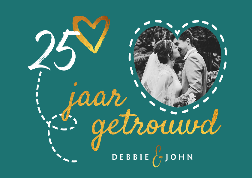 Jubileum uitnodiging hip en stijlvol met eigen foto en goud - Jubileumkaarten Jubileumkaarten - Jubileum uitnodiging hip en stijlvol met eigen foto en goud