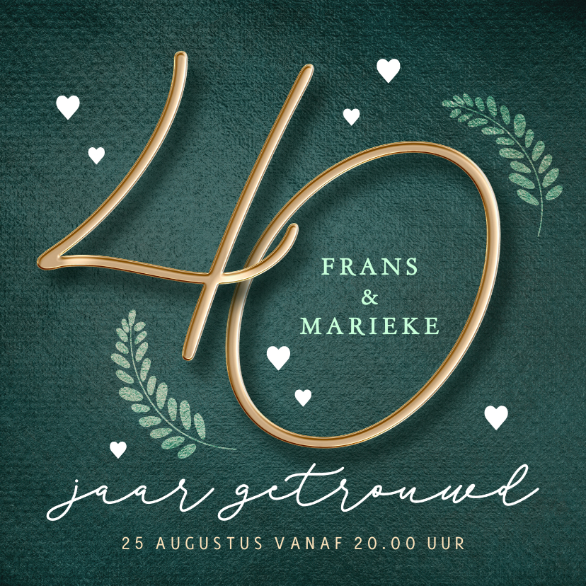 Jubileumkaarten - Jubileum uitnodiging stijlvol getal 40 jaar