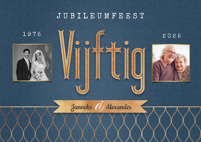 Jubileumkaarten - Jubileum vijftig 50 jaar vintage goud foto's