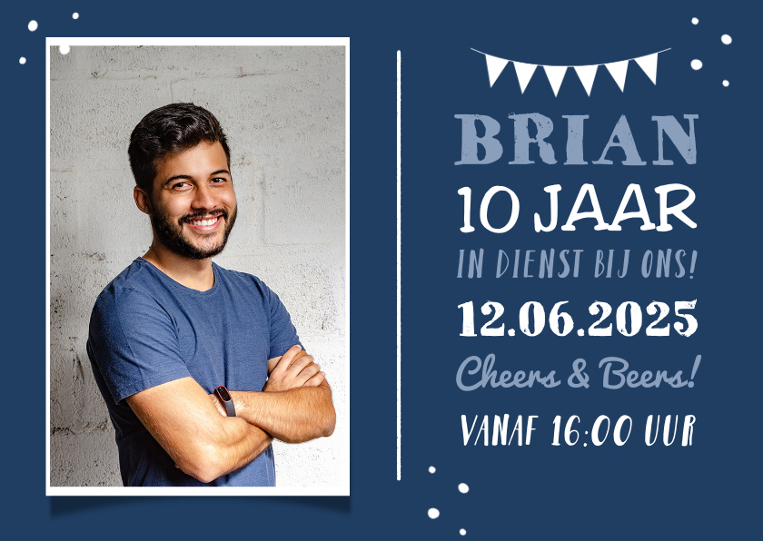Jubileum werk X jaar in dienst foto hip - Jubileumkaarten Jubileumkaarten - Jubileum werk X jaar in dienst foto hip