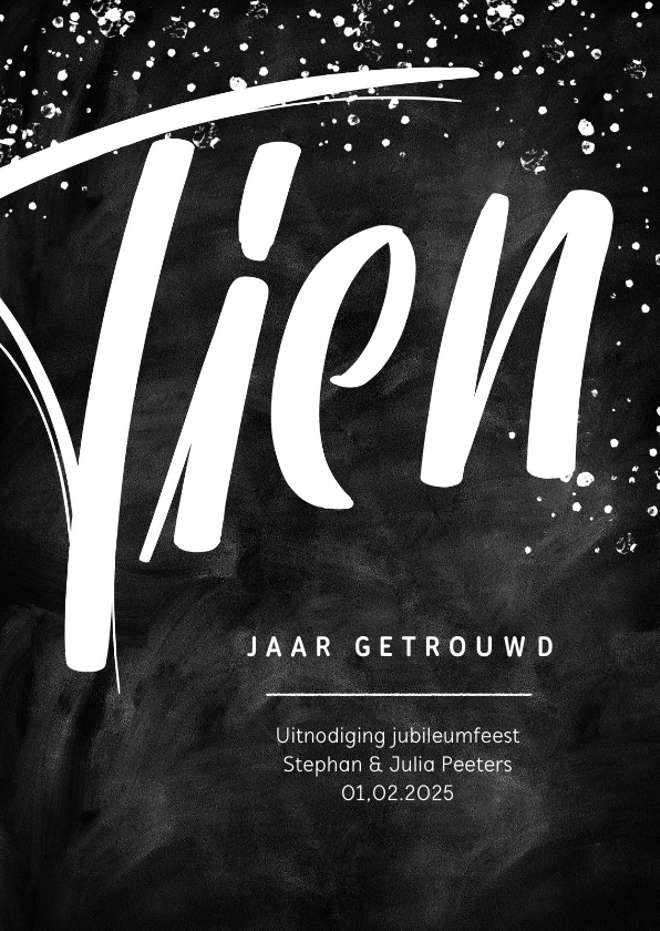 Jubileumfeest 10 jaar getrouwd uitnodiging krijt stijlvol - Jubileumkaarten Jubileumkaarten - Jubileumfeest 10 jaar getrouwd uitnodiging krijt stijlvol