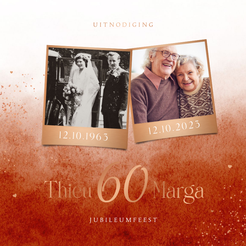 Jubileumfeest 60 jaar uitnodiging waterverf terra koper - Jubileumkaarten Jubileumkaarten - Jubileumfeest 60 jaar uitnodiging waterverf terra koper