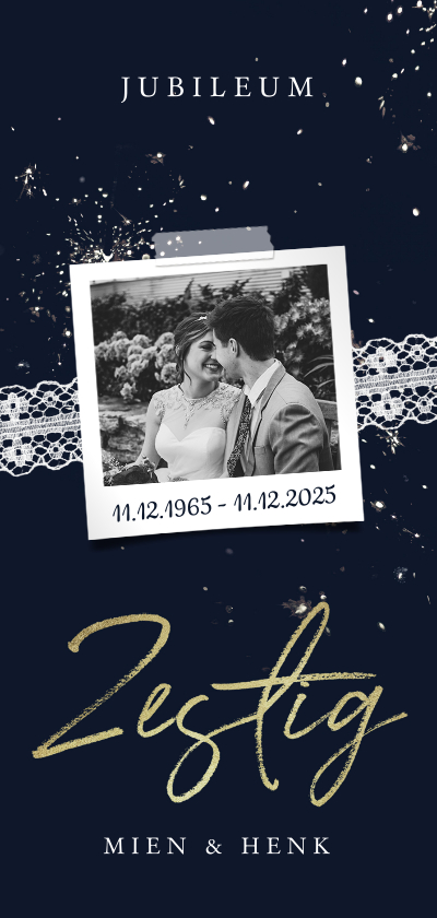 Jubileumfeest 60 jaar vintage sparkle met foto - Jubileumkaarten Jubileumkaarten - Jubileumfeest 60 jaar vintage sparkle met foto