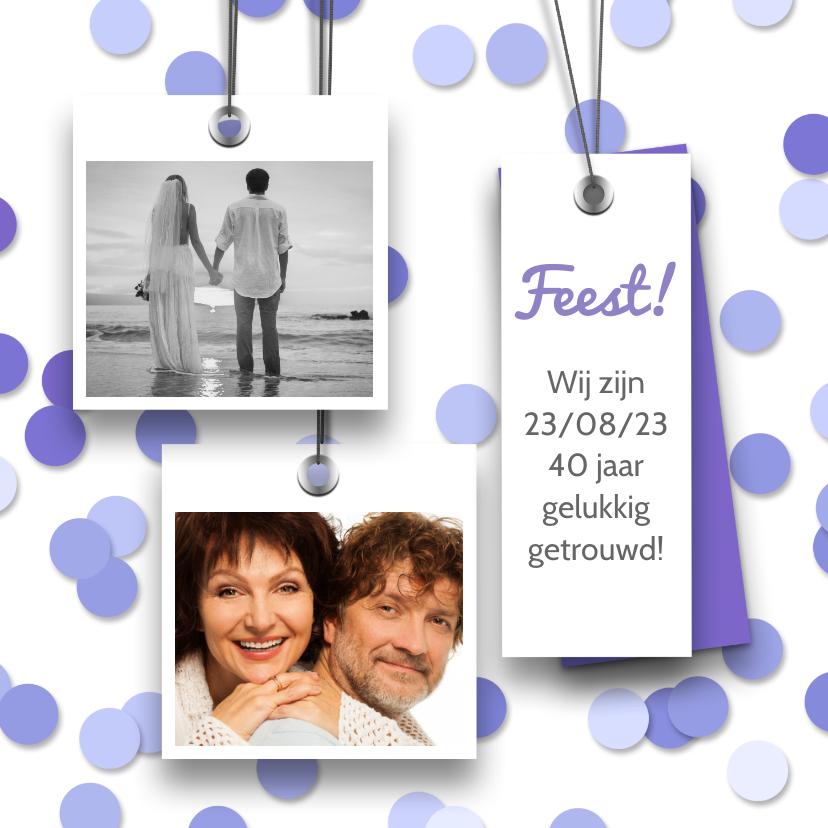 Jubileumfeest labels en confetti - Jubileumkaarten Jubileumkaarten - Jubileumfeest labels en confetti