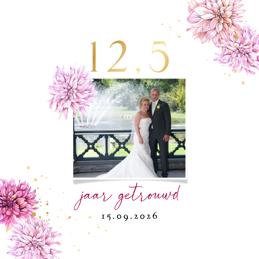 Jubileumkaarten - Jubileumkaart 12,5 jaar dahliabloemen