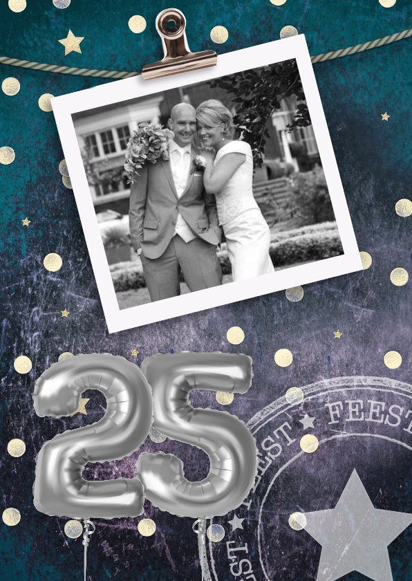 Jubileumkaart 25 jaar getrouwd confetti - Jubileumkaarten Jubileumkaarten - Jubileumkaart 25 jaar getrouwd confetti