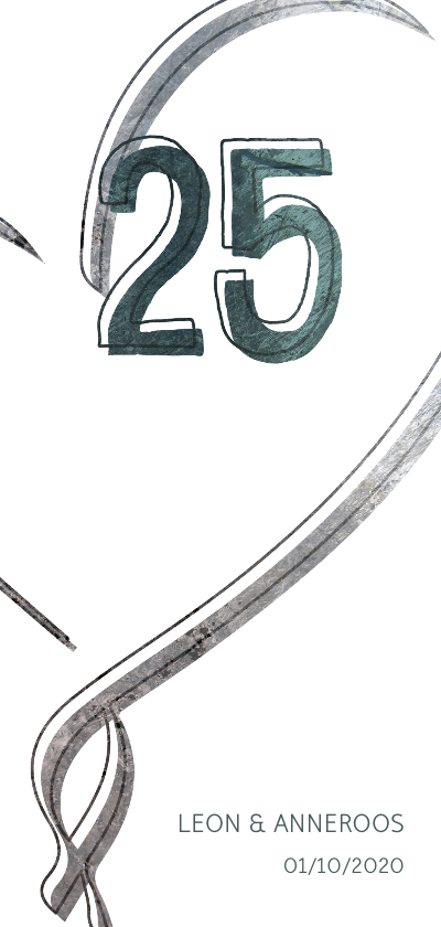 Jubileumkaart 25 jaar met hart - Jubileumkaarten Jubileumkaarten - Jubileumkaart 25 jaar met hart