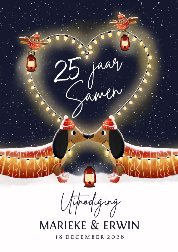 Jubileumkaarten - Jubileumkaart 25 jaar samen met grappige hondjes