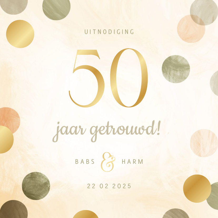 Jubileumkaarten - Jubileumkaart 50 jaar aanpasbaar met confetti