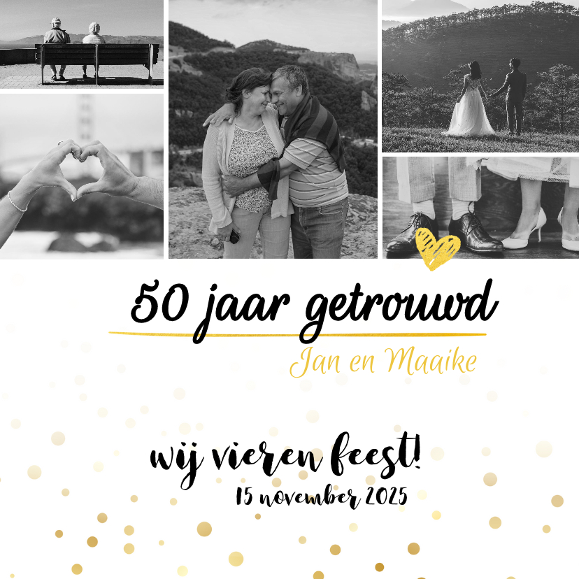 Jubileumkaart - 50 jaar getrouwd fotocollage - Jubileumkaarten Jubileumkaarten - Jubileumkaart - 50 jaar getrouwd fotocollage