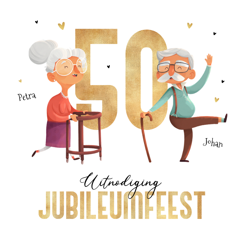 Jubileumkaart 50 jaar getrouwd humor oudjes - Jubileumkaarten Jubileumkaarten - Jubileumkaart 50 jaar getrouwd humor oudjes