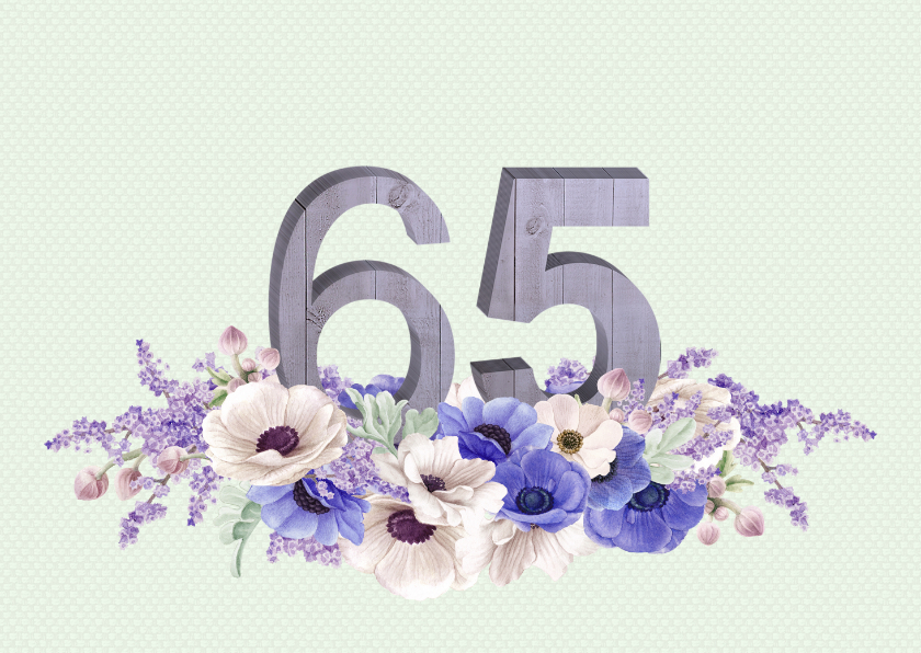 Jubileumkaart anemonen 65 jaar - Jubileumkaarten Jubileumkaarten - Jubileumkaart anemonen 65 jaar