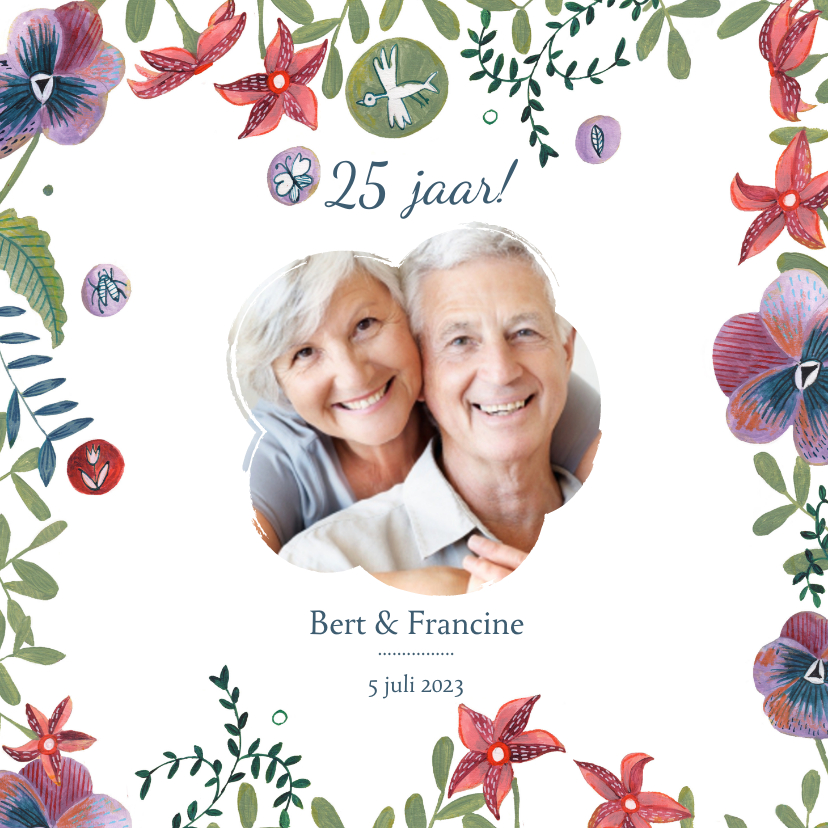 Jubileumkaart bohemian bloemen - Jubileumkaarten Jubileumkaarten - Jubileumkaart bohemian bloemen