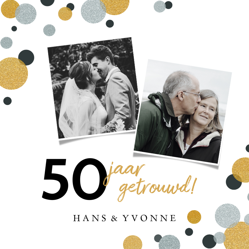 Jubileumkaart confetti goud en zilverlook - Jubileumkaarten Jubileumkaarten - Jubileumkaart confetti goud en zilverlook