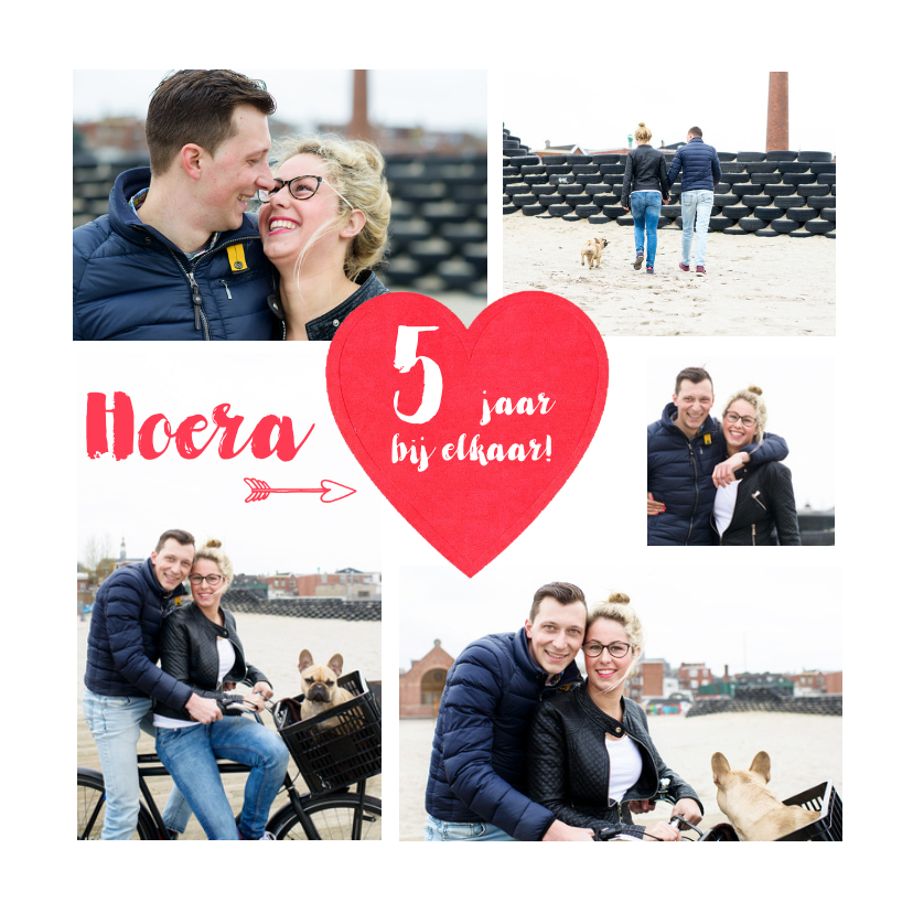 Jubileumkaart Foto Collage Hart - Jubileumkaarten Jubileumkaarten - Jubileumkaart Foto Collage Hart