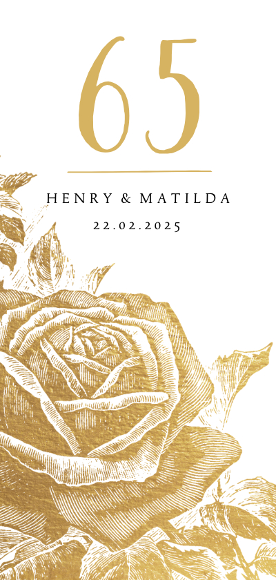 Jubileumkaart gouden rozen met jaartal - Jubileumkaarten Jubileumkaarten - Jubileumkaart gouden rozen met jaartal