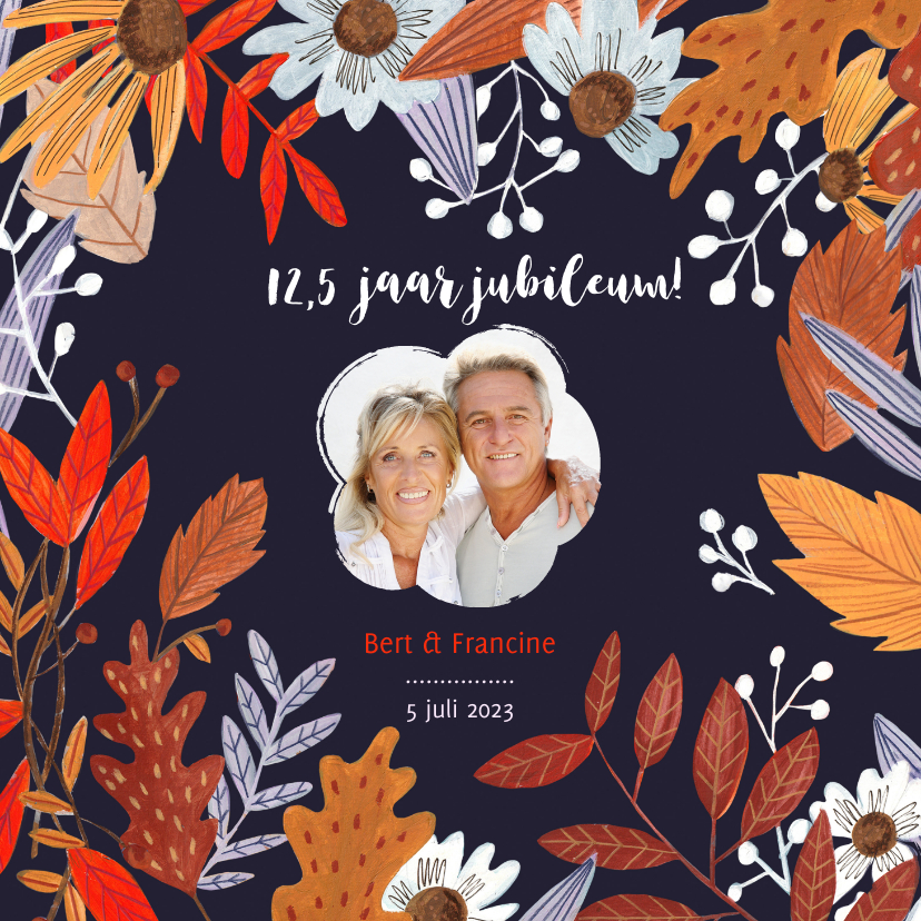 Jubileumkaart herfstbladeren - Jubileumkaarten Jubileumkaarten - Jubileumkaart herfstbladeren