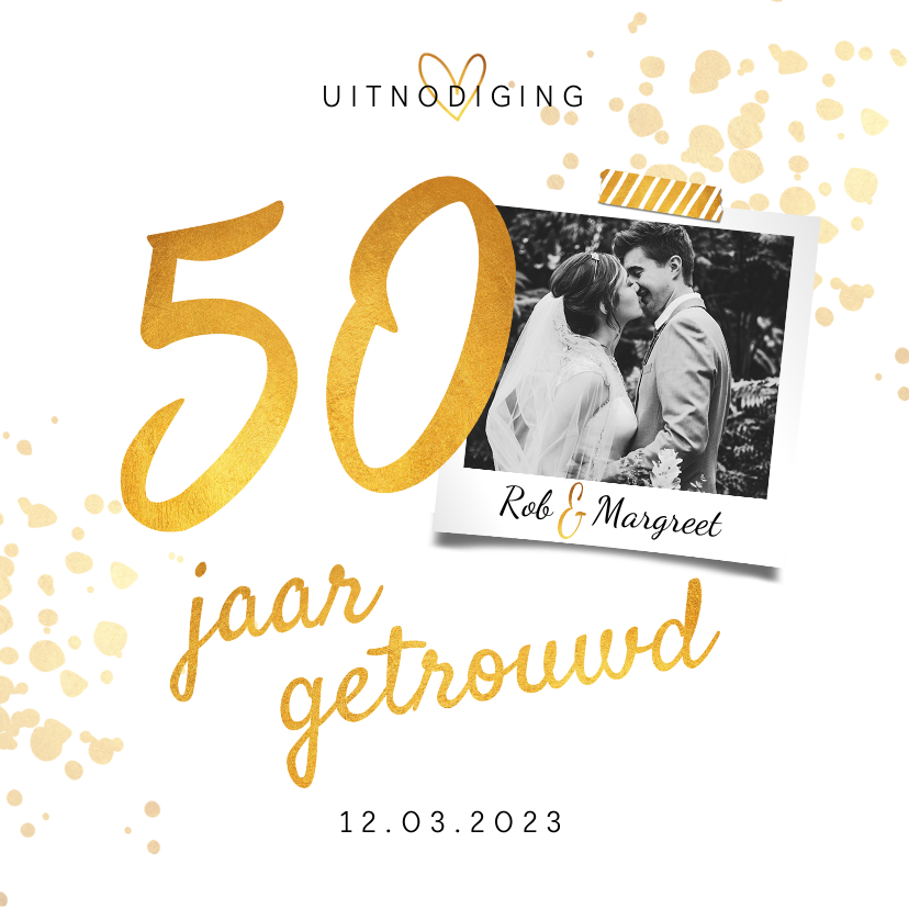 Verbazingwekkend Jubileumkaart huwelijk 50 jaar goudlook | Kaartje2go TD-03