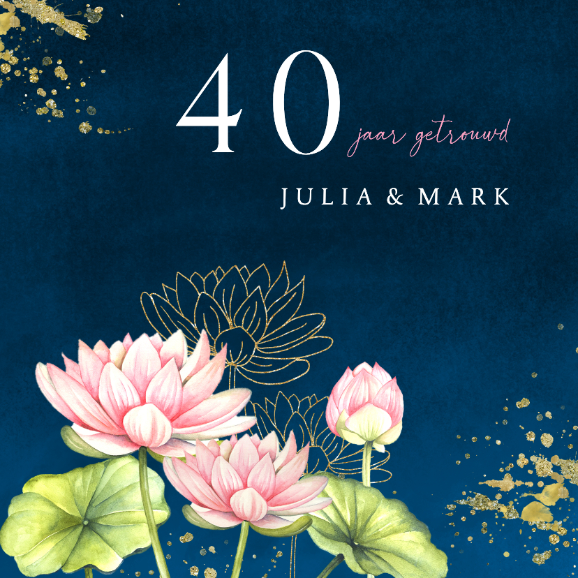 Jubileumkaart lotusbloemen - Jubileumkaarten Jubileumkaarten - Jubileumkaart lotusbloemen