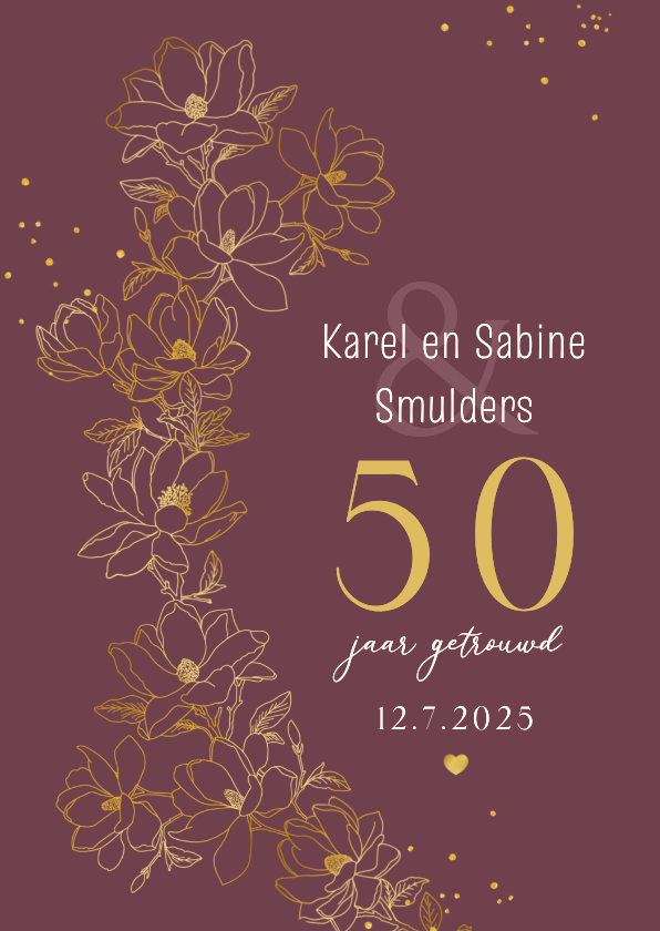 Jubileumkaart Magnolia's goud - Jubileumkaarten Jubileumkaarten - Jubileumkaart Magnolia's goud