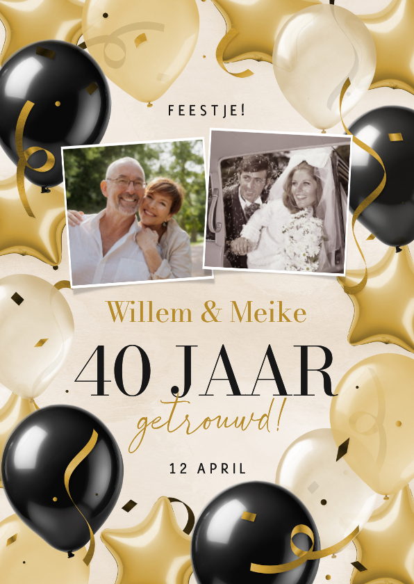 Jubileumkaart met feestelijke sterren en ballonnen - Jubileumkaarten Jubileumkaarten - Jubileumkaart met feestelijke sterren en ballonnen