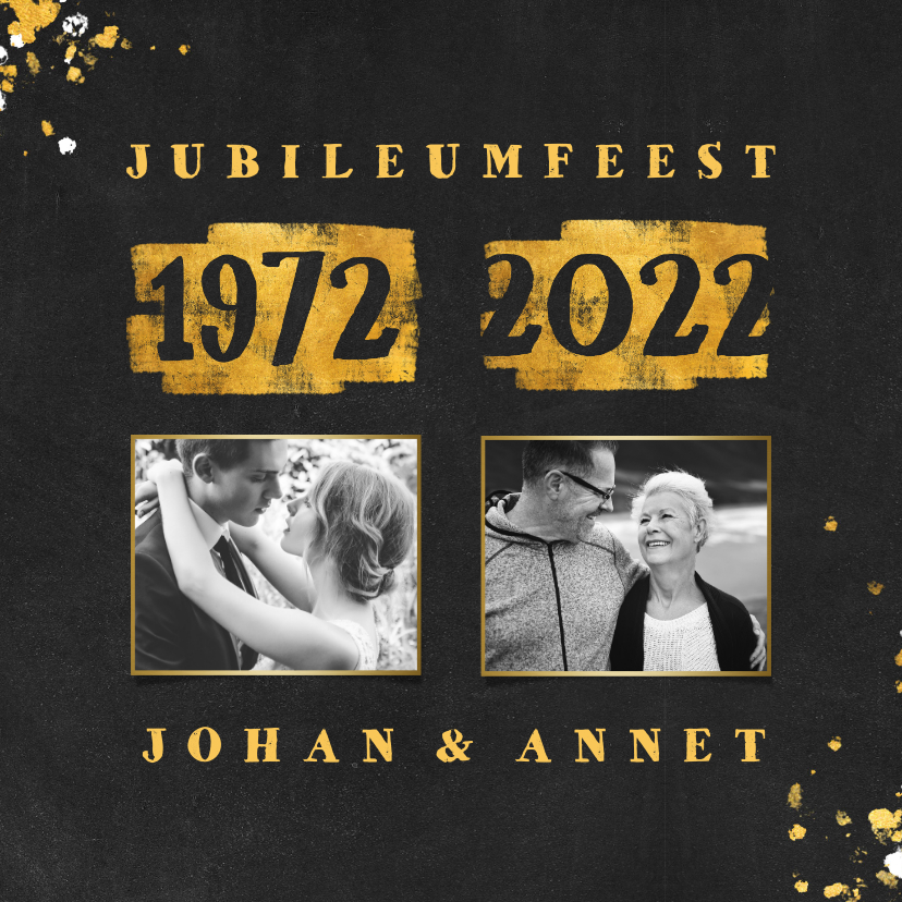 Jubileumkaart met foto en goudlook 1972/2022 - Jubileumkaarten Jubileumkaarten - Jubileumkaart met foto en goudlook 1972/2022