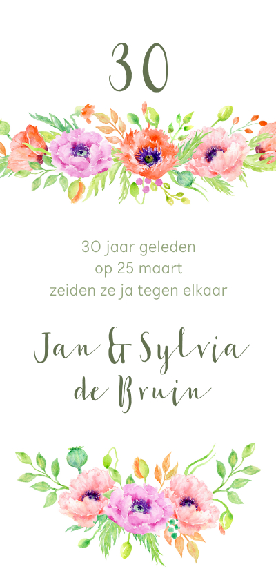 Jubileumkaart met klaprozen - Jubileumkaarten Jubileumkaarten - Jubileumkaart met klaprozen