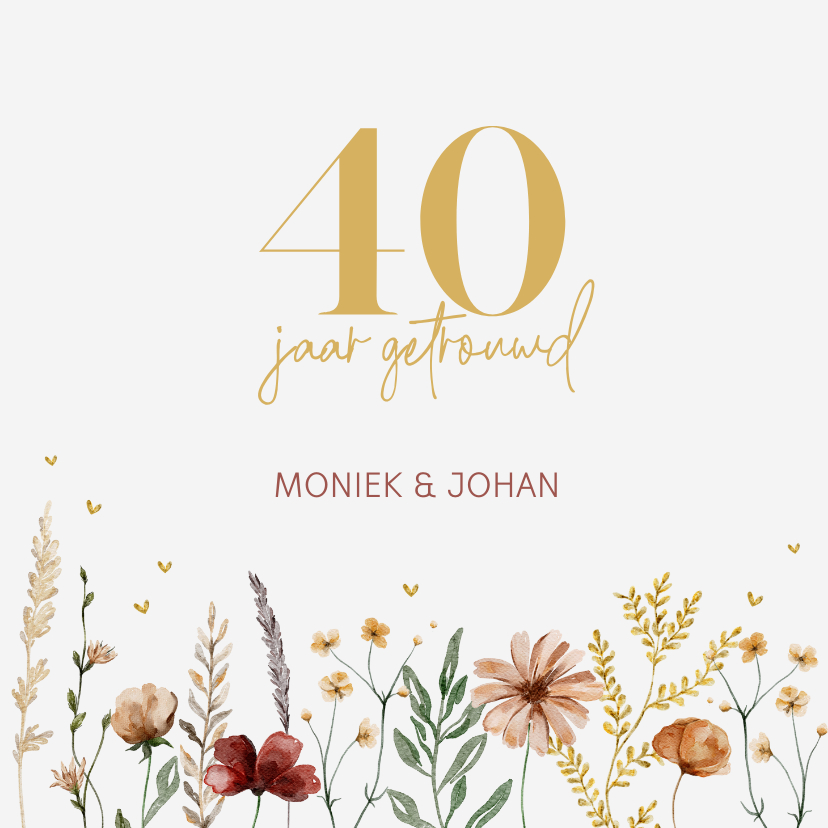 Jubileumkaarten - Jubileumkaart met mooie veldbloemen