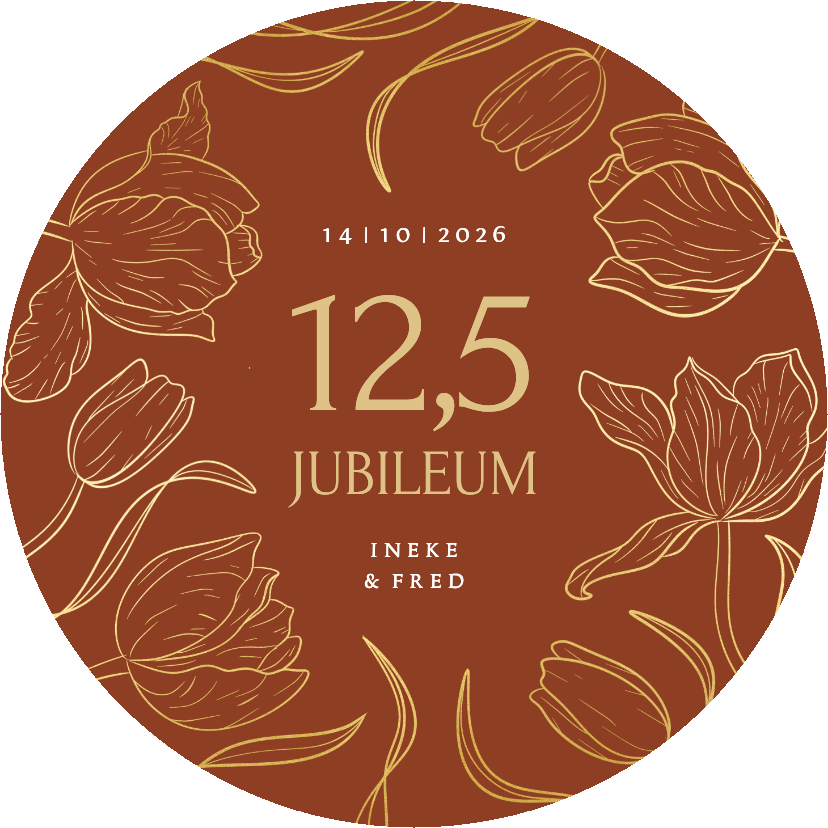 Jubileumkaarten - Jubileumkaart rond koper huwelijk met vintage tulpen