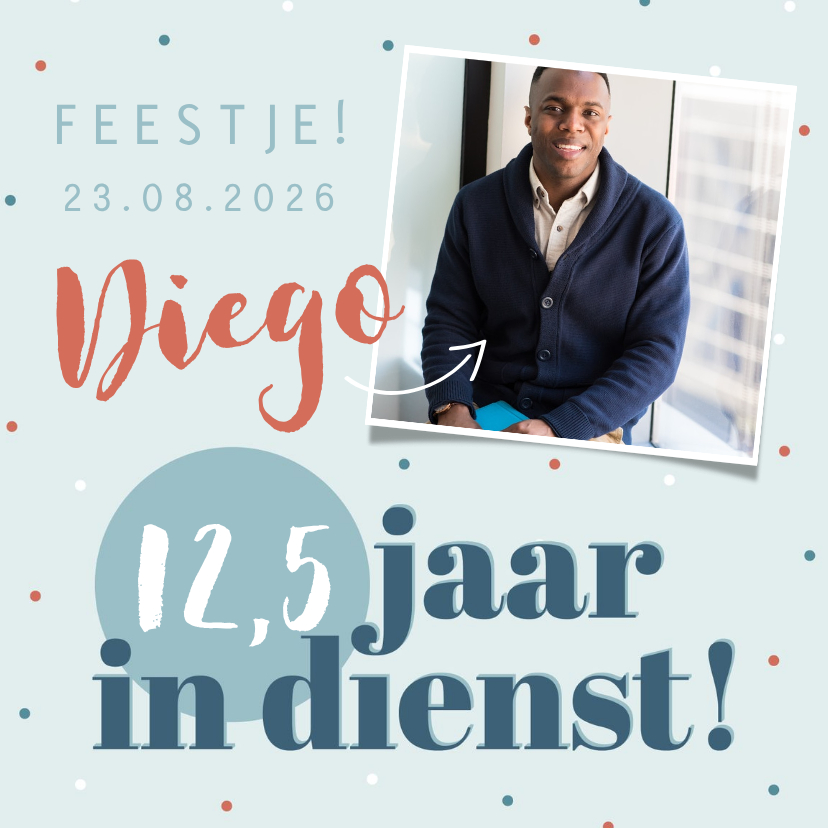 Jubileumkaarten - Jubileumkaart uitnodiging feestje blauw