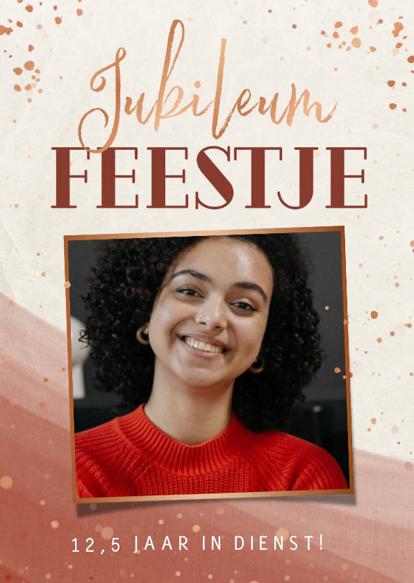 Jubileumkaart uitnodiging feestje met waterverf en foto - Jubileumkaarten Jubileumkaarten - Jubileumkaart uitnodiging feestje met waterverf en foto
