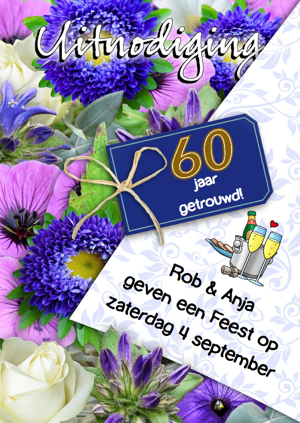 Jubileumkaart voor een echtpaar dat 60 jaar samen is - Jubileumkaarten Jubileumkaarten - Jubileumkaart voor een echtpaar dat 60 jaar samen is