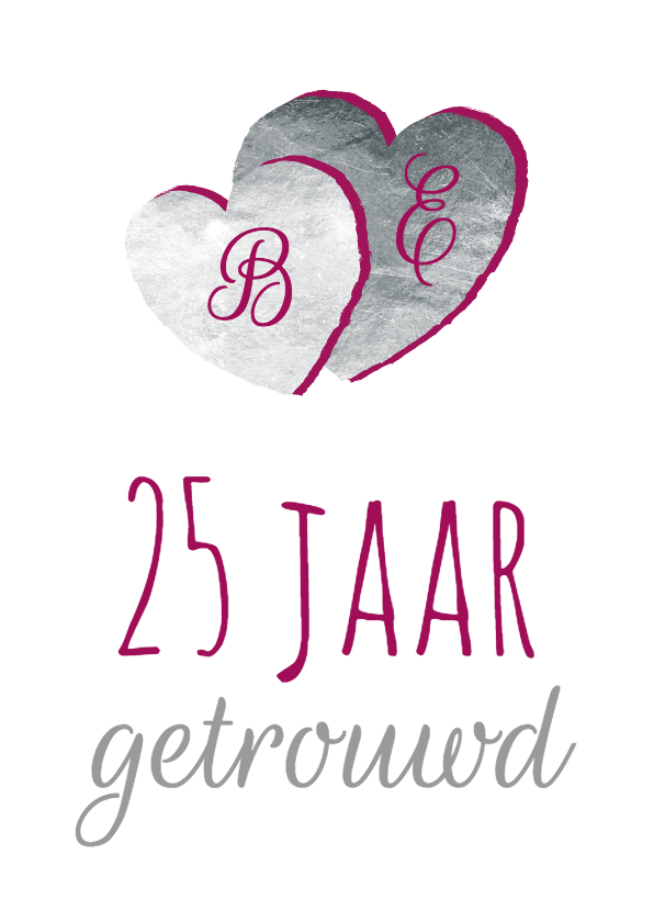 Jubileumkaart zilveren hartjes - Jubileumkaarten Jubileumkaarten - Jubileumkaart zilveren hartjes