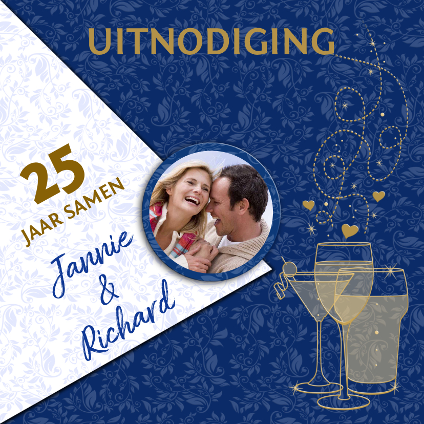 Mooie jubileumkaart uitnodiging 25 jaar samen - Jubileumkaarten Jubileumkaarten - Mooie jubileumkaart uitnodiging 25 jaar samen
