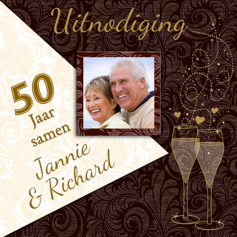 Mooie uitnodiging voor een jubileum 50 jaar samen - Jubileumkaarten Jubileumkaarten - Mooie uitnodiging voor een jubileum 50 jaar samen