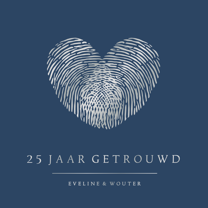 Originele uitnodiging zilveren huwelijk met vingerafdrukken - Jubileumkaarten Jubileumkaarten - Originele uitnodiging zilveren huwelijk met vingerafdrukken