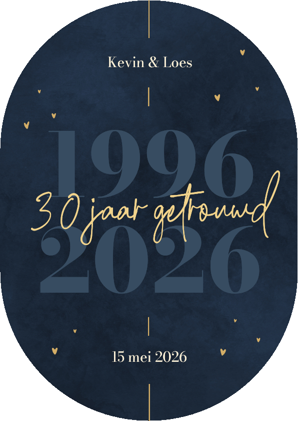 Jubileumkaarten - Ovale donkerblauwe jubileumkaart 