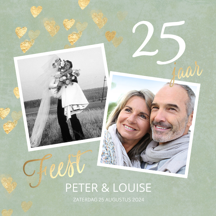 Jubileumkaarten - Stijlvolle huwelijk jubileum uitnodiging 25 jaar foto