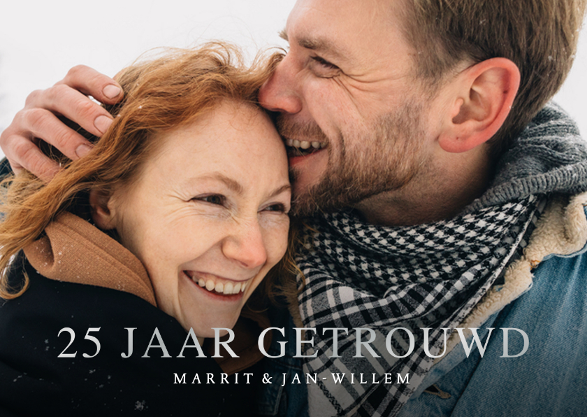 Stijlvolle uitnodiging 25 jarig huwelijksjubileum met foto - Jubileumkaarten Jubileumkaarten - Stijlvolle uitnodiging 25 jarig huwelijksjubileum met foto
