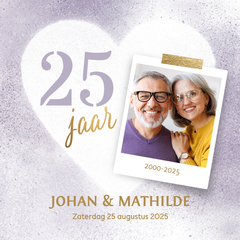 Jubileumkaarten - Stijlvolle uitnodiging huwelijk jubileum kaart met foto