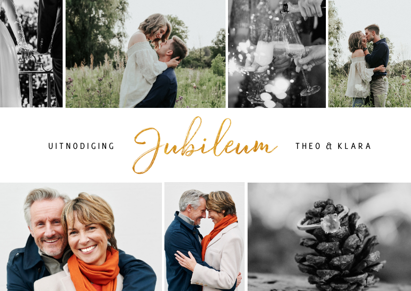Jubileumkaarten - Stijlvolle uitnodiging jubileum met fotocollage